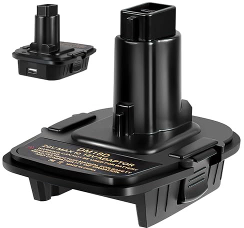 Adaptateur de Batterie Compatible avec Dewalt 18 V à 20 V DM18D avec USB, Batterie au Lithium en ABS+PC, Convient pour Charger Les Téléphones Portables, Les Montres et Les Ordinateurs (Noir)