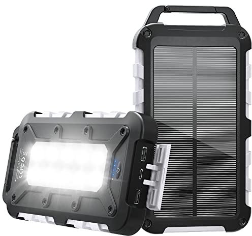 Chargeur Solaire 26800mAh PD 15W Batterie Externe Solaire avec Une Entrée Type-C Charge Rapide et 2 Ports USB Solar Power Bank Imperméable Compatible avec Téléphone Tablette Camping Gris