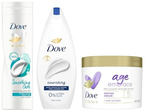 Dove Body Care Collection with Hydrating Shower Butter, Gentle Nourishing Body Wash & Nourishing Lotion, Complete Daily Skincare Routine for Soft, Smooth Skin