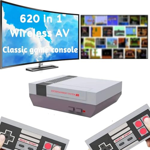Mini console di gioco retrò classica, sistema di gioco portatile con uscita AV con doppio controller wireless, Plug and Play (V1).