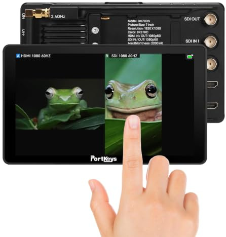 Portkeys BM7 II DS 7 2200nit Kamera Feldmonitor Steuerung für RED Komodo V-Raptor/X, ARR1 Mini, FX3/6/9/30/ZV-E10/A7MIV/A7RV/ILX-LR1/A1/A9II/A7SIII/A7CII/FS5/FS7, BGH1/G9/GH6, R5/6/7/8 Z8/9 usw