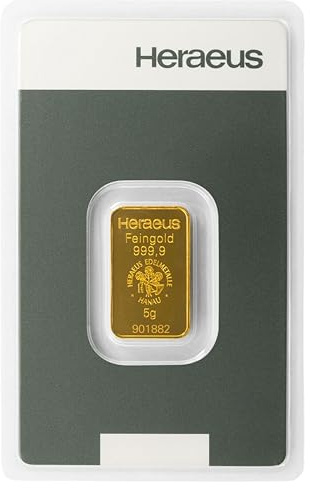 Goldbarren Heraeus 5g 5 Gramm Geschenkset