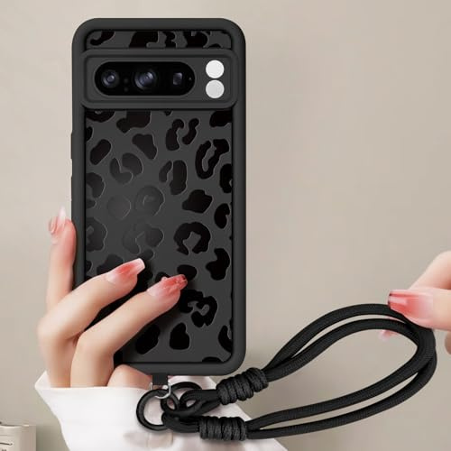 AICISINGN Coque de protection pour Google Pixel 8 Pro - Avec cordon - Motif léopard - Avec cordon de serrage - Motif léopard - Avec cordon de suspension - Pour Google Pixel 8 Pro - 01