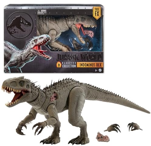 Jurassic World Mattel Hammond Collection Indominus Rex Dinosaurierfigur | Deluxe, bewegliche Großfigur, austauschbare Klauen und Ortungsimplantat, JKG98