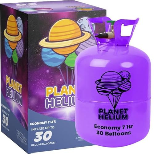 Disposable 7L Helium Tank for Balloon Decoration with 99.9% pure helium. Inflates up to 30 standard balloons and features a simple, easy-to-use, reliable inflation nozzle.