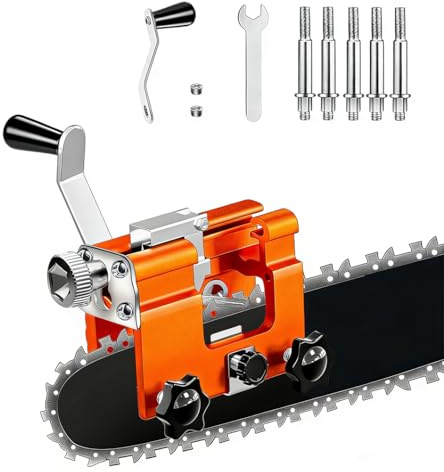 Affila Catena Motosega, Manovella Affilacatene per Motosega Abrasive Affilacatene Manuale Per Motosega con 5 Testine, Kit Portatile per Affilare Motosega