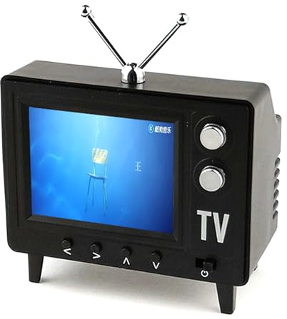 Bemonew Retro Mini TV, 2.4 Inch Portable Tiny Vintage TV with 8gb Storage, Ips HD Screen & 1500mah Battery for Dollhouse Miniature Scenes, Black