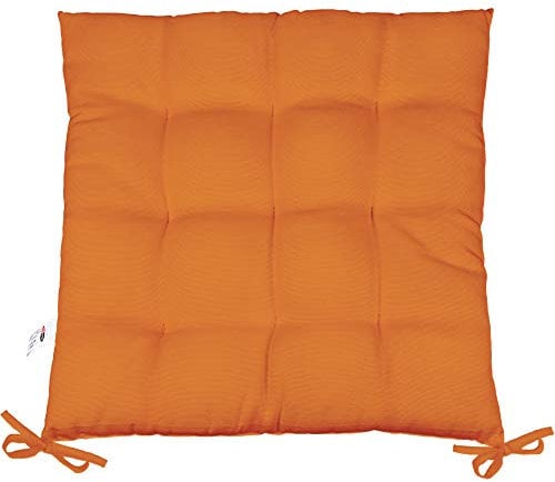 CelinaTex Yoyo Sitzkissen 40 x 40 cm orange Gartenstuhlkissen mit Bänder Sitzauflage Garten Balkon Terrasse