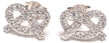 Zirkoniabesetzte Brezel-Ohrstecker aus 925 Sterling Silber