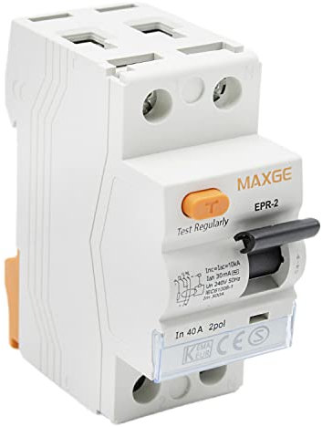 CABLEPELADO Interruptor diferencial residencial 2P-30mA | Poder de corte: 6000A | Clase AC-6kA - PIA - ID eléctrico - salvavidas - automático - magnetotérmico - disyuntor - 40A