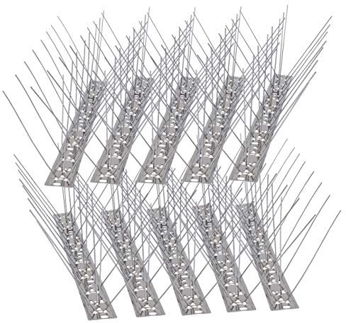 CLEYCYE 10 Stück Edelstahl-Vogelspikes, gegen Tauben, Abschreckungs-Set mit nicht installierten Pins, hält Vögel von Dach, Fensterbank, Scheune, Katze oder Possum fern, Abdeckung 3 m
