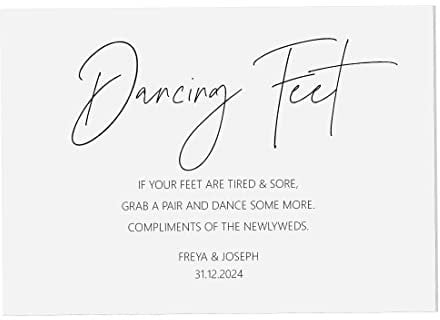 PMPrinted Dancing Feet Wedding Sign - Black & White Minimalist Personalised A5, A4 Or A3 Flop Flop Sign