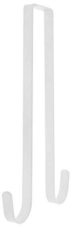 Norgail Doppelseitiger Kranz-Aufhänger über der Tür, 30,5 cm, großer Metallhaken für Weihnachtskranz, Haustür-Aufhänger – hält 2 Kränze mit diesem Aufhänger – hochwertiges stabiles Metall, weiß