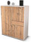 Stil.Zeit Highboard Lana, Korpus Weiss matt, Front Holz-Design Pinie (92x108x35cm), Push-to-Open Technik & Leichtlaufschienen