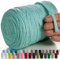 MeriWoolArt® Makramee Textilgarn zum Häkeln und Stricken - DIY glitzern flache T-Shirt Band Garn Dicke 10 mm, 125 m - Recyceltes Baumwollgarn mit Lurex, Viscose (Lurex Aqua)