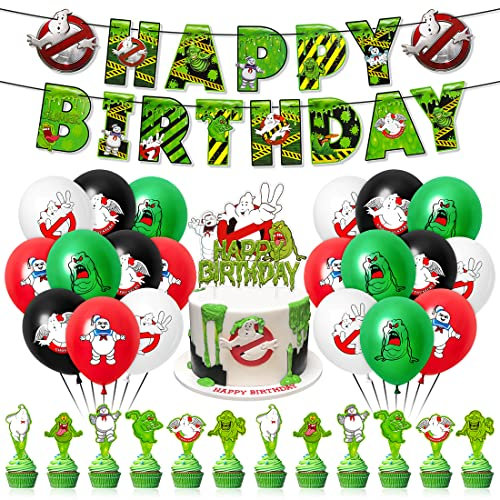 Kindergeburtstag Deko, Ghost Busters Deko Geburtstag, Luftballons Geburtstagsdeko, Party Deko, Ballons, Happy Birthday Banner, Torte Dekoration für Kinder Geburtstagsfeier