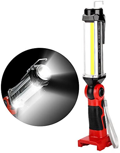 Hipoke Kabellose LED-Arbeitsleuchte,tragbare Outdoor-Weit- und Langstrecken-Baustelleninspektionsleuchte mit USB, 2000lm Taschenlampe,kompatibel mit Milwaukee M18 18 Volt Li-Ionen-Akku 48-11-1828