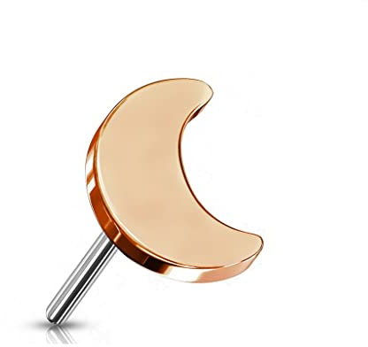 Paula & Fritz® Push-In Aufsatz Mond Rosegold Titan-IUM Grade 23 Piercing Mehrfarbig 3,5 x 2,4-mm Groß Ohr-Stecker Labret Stud Nipple Straight Barbell