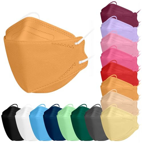 TubeRoo FFP2 Maske MHD 02.2025 orange 50 Stück Masken Fischform, Versand aus Deutschland, weiche runde Ohrschlaufen Bänder, Atemschutzmaske, Mundschutz