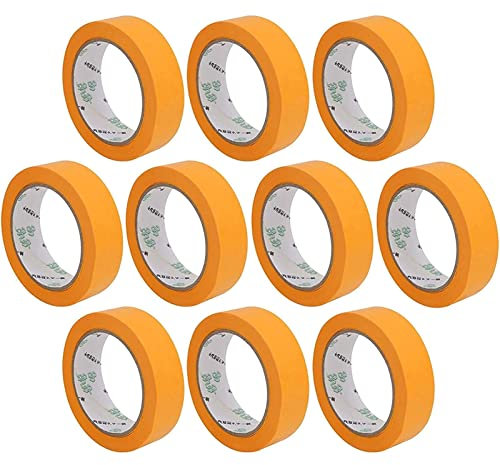 MorNon 20x Rollen Goldband Klebeband 30mm x 50m Entfernbar Kreppband Malerband Rückstandfrei für Automotive Dekoration Malerarbeiten ohne Lösungsmittel Malerkreppband Maler Schmal