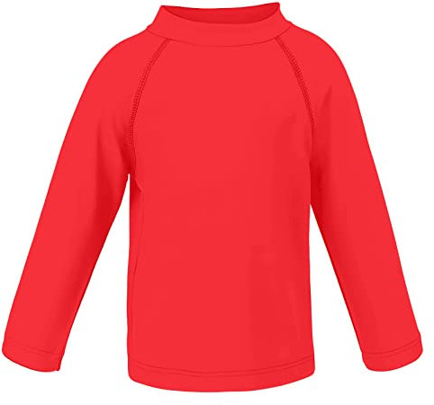 TIZAX Boys' Long Sleeve Swimming Shirts Kids Rash Vest Swim Tops UPF50+ Sun Protection Rash Guard Quick Dry Red 5 Years
