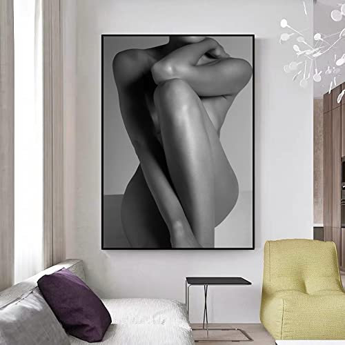 Nackte Frau, Wandkunst, Leinwand, Poster, Drucke, Gemälde, Wandkunst, wasserfeste Bilder für Badezimmer, Heimdekoration, XXL, 50 x 75 cm, rahmenlos
