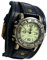 Nilioyul Wonderful Gifts Vintage Punk Uhrenarmband mit breitem Riemen, verstellbar, robust und langlebig, Vintage Punk Uhrenarmbänder, Schwarz