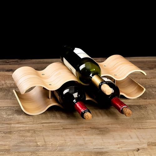 Sutowe Wine Bottle Holder Stand Countertop Wine Shelf Rack Solid Wood Wine Storage Rack Wine Display Stand for Cabinet, Cupboard, Countertop(2 Tier)