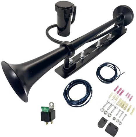 YIYIDA Auto Hupe LKW Hupe Lauter Lautsprecher Innovatives Design Lufthorn und einstellbare Installation car horn Chrom-Zink Trompete schwarz Air Horn mit Luftpumpe für 12V Auto LKW Boot ect