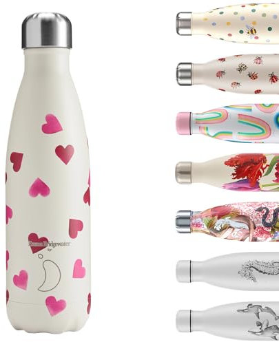 Chilly's Water Bottle - Stainless Steel and Reusable - Leak Proof, Sweat Free - Hearts, 500ml