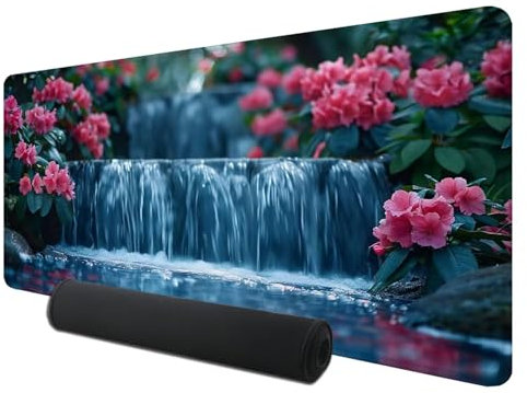 Gaming Mauspad XXL 800 x 300 mm, Fallen Mousepad Groß mit Vernähte Kanten WassXerdicht Anti-Rutsch, XXL Mousepad Zen Schreibtischunterlage für PC, Laptop Verbessert Präzision und Geschwindigkeit, I-8