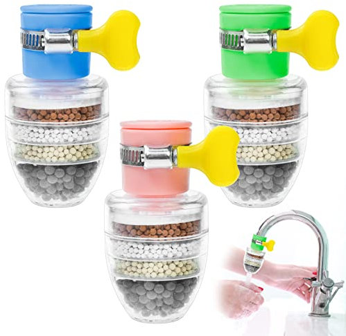 LPEPLL Filtro per acqua, 3 pezzi Filtro per rubinetto, Accessorio disincrostante per acqua potabile per cucina, lavello e bagno