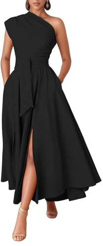 Kwunbwa One Shoulder Dresses for Women Elegant Asymmetrical A Line Dress