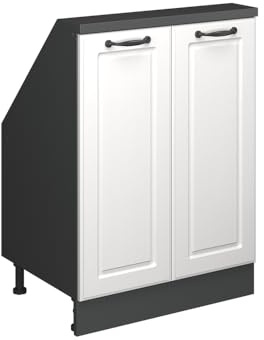 Vicco Mobile cucina sottotetto R-Line, Bianco casa di campagna/antracite, 60 cm con 2 porte
