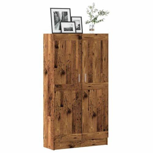 Owoxanthellate Bücherschrank Altholz 82,5x30,5x150 cm, Holz, 4 Etagen, Tür, Standregal Raumteiler Wohnzimmer Schlafzimmer Flur