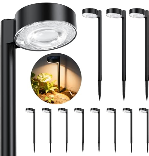 ELECLINK 12 Pack Solar Pathway Lights Outdoor, Solar Powered Landscape Path Light with Larger LED Lens, Brighter Up to 12 Hrs Waterproof Outdoor Solar Light for Yard Garden Walkway Driveway Sidewalk