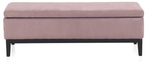 GEESEHOME Banquette-coffre tapissé rose pastel avec pieds en bois noir