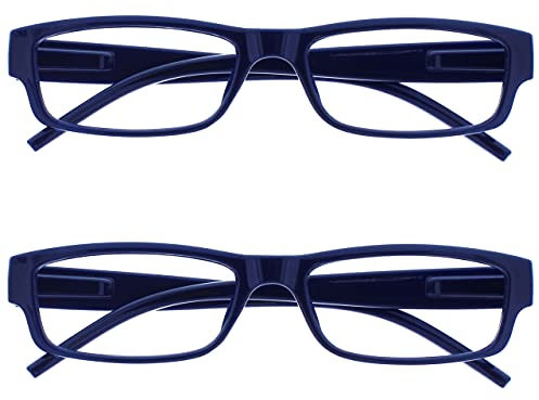 The Reading Glasses Company Die Lesebrille Unternehmen Blau Schwarz Leicht Komfortables Leser Wert 2er-Pack Herren Frauen RR32-3 +3,00