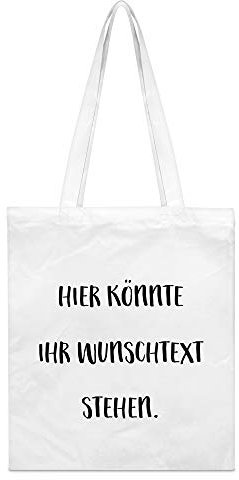 PrintPlanet® - Jutebeutel mit eigenem Text Bedrucken - 100% Stoffbeutel selbst gestalten mit Namen oder Wunschtext - Farbe Weiß