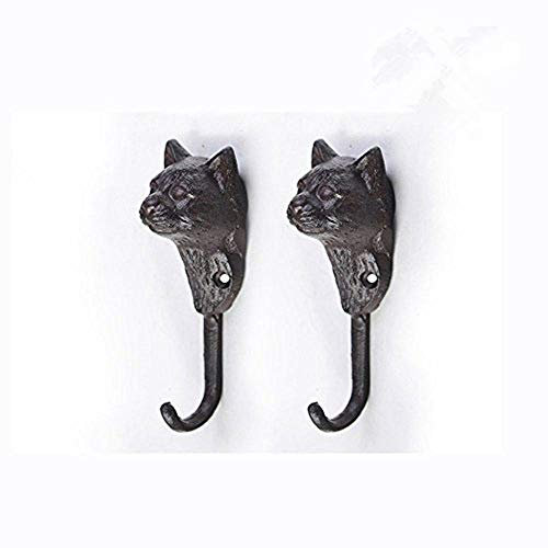 TentHome 2 Stück Retro Wandhaken Gusseisen Garderobenhaken Kleiderhaken Huthaken Mantelhaken Wandmontage Türhaken Dekorhaken 7 Arten (Katze 2)