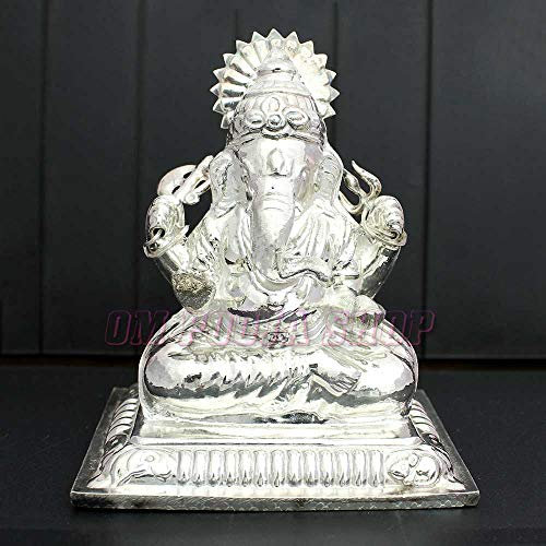 Om Pooja Shop Ganpati Pure Silver Exclusive Idol Baal Ganesha für Heimdekoration