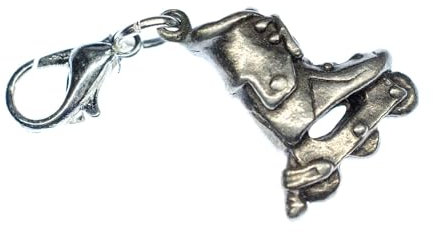Miniblings Inliner 3D Charm Rollschuh Sport Inlineskating 3 Rollen - Handmade Modeschmuck I Kettenanhänger versilbert - Bettelanhänger Bettelarmband - Anhänger für Armband