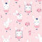 100x160cm Hase 100% Baumwolle Baumwollstoff Kinder Meterware Handwerken Nähen Stoff (Hase Ballerina Rosa)