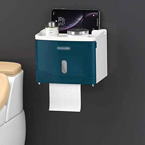 Toilettenpapierhalter Ohne Bohren, Selbstklebend Toilettenpapierrollenhalter Klopapierhalter Wc Halter Rollenhalter Klorollenhalter Papierhalter für Küche und Badzimmer，Blau,1