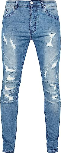 Cayler & Sons Herren C&S Paneled Denim Pants Distressed mid Blue, 30/32