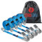 Cinghie a Cricchetto con Ganci 25mm 5m LC 400kg/800kg, Chiusara a Strappo e Borsa. Cinghie di Fissaggio per Portamoto o quad, Rimorchi, Ancoraggio Tramite Anello di Fissaggio. [x4] EN12195-2 Sturdlink