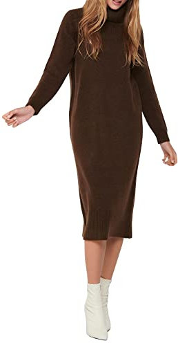 Only Onlbrandie L/S Roll Neck Dress Knt Noos Vestido, Chicory Coffee, M Mujer