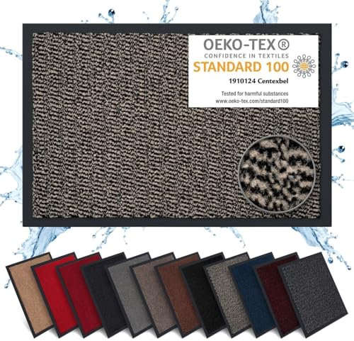Carpet Diem Fußmatte, einfach sauber I Schmutzfangmatte Eingangsbereich - Fussmatte Innen & Außen, rutschfeste Türmatte, Schmutzfang Teppich für Haustür I Fußabtreter in Beige-Schwarz 60x90 cm