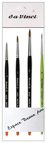 Pinceau Raphael Series 8404 ,kolinsky Rouge Sable Pinceau ,Set 3 pcs,0, 1, 2 . (Raphael France) +1 da Vinci 373