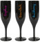 Personalised Champagne Love Flute Glass TV Any Name Font Colours Wine Cocktail Prosecco Gift (Black Flute - Pink Text)